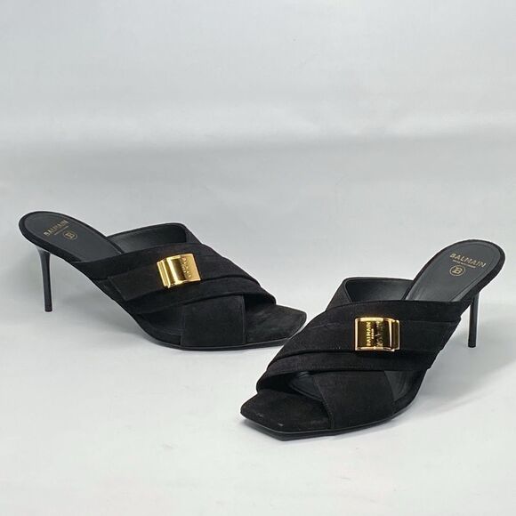 Balmain Uma Mules In Suede Leather size 37.5 - Picture 11 of 15